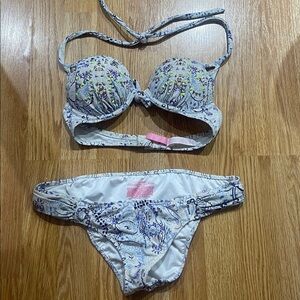 Victoria's Secret White Floral Print Push-Up Bikini